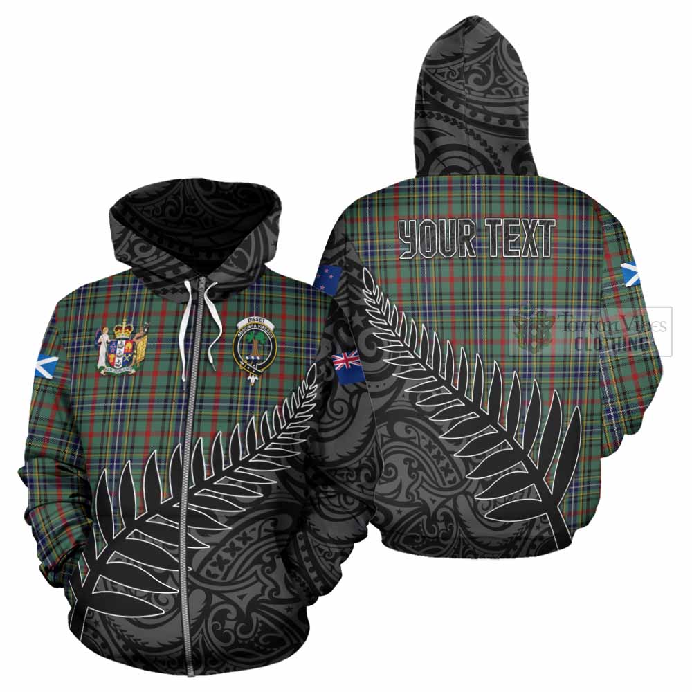 Tartan Vibes Clothing Bisset Crest Tartan Hoodie with New Zealand Silver Fern Half Style