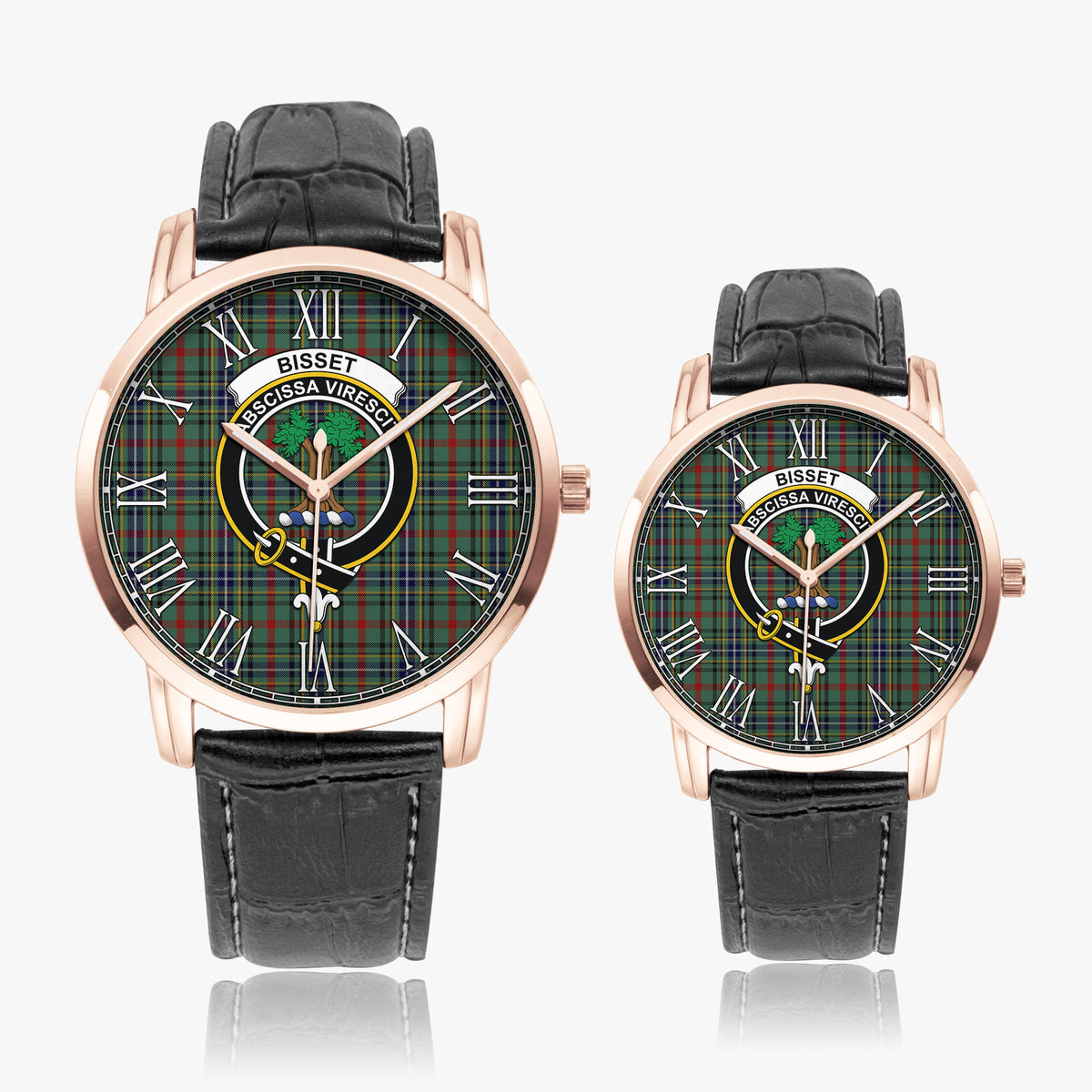 Bisset Tartan Family Crest Leather Strap Quartz Watch - Tartan Vibes Clothing