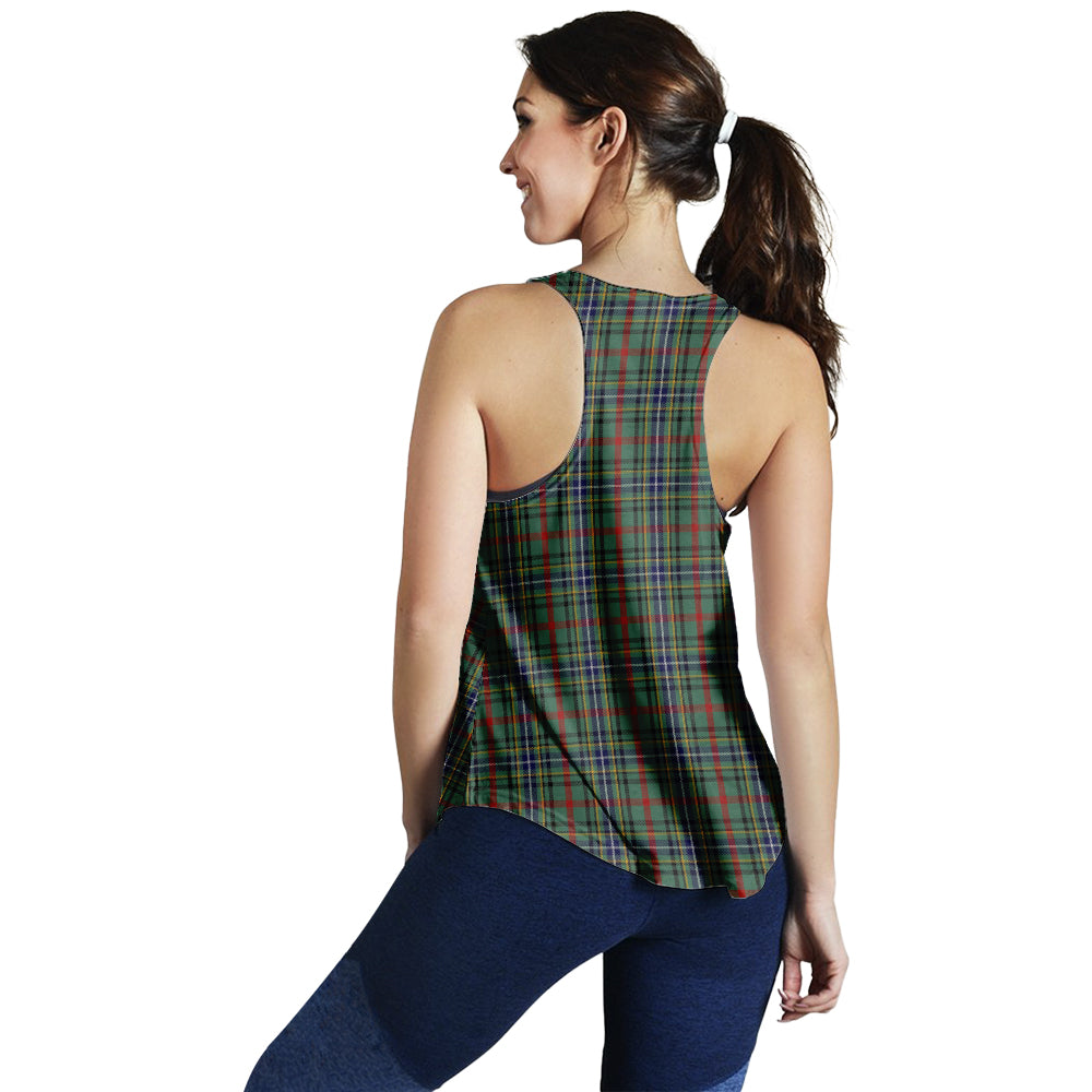 Bisset Tartan Women Racerback Tanks with Family Crest - Tartanvibesclothing