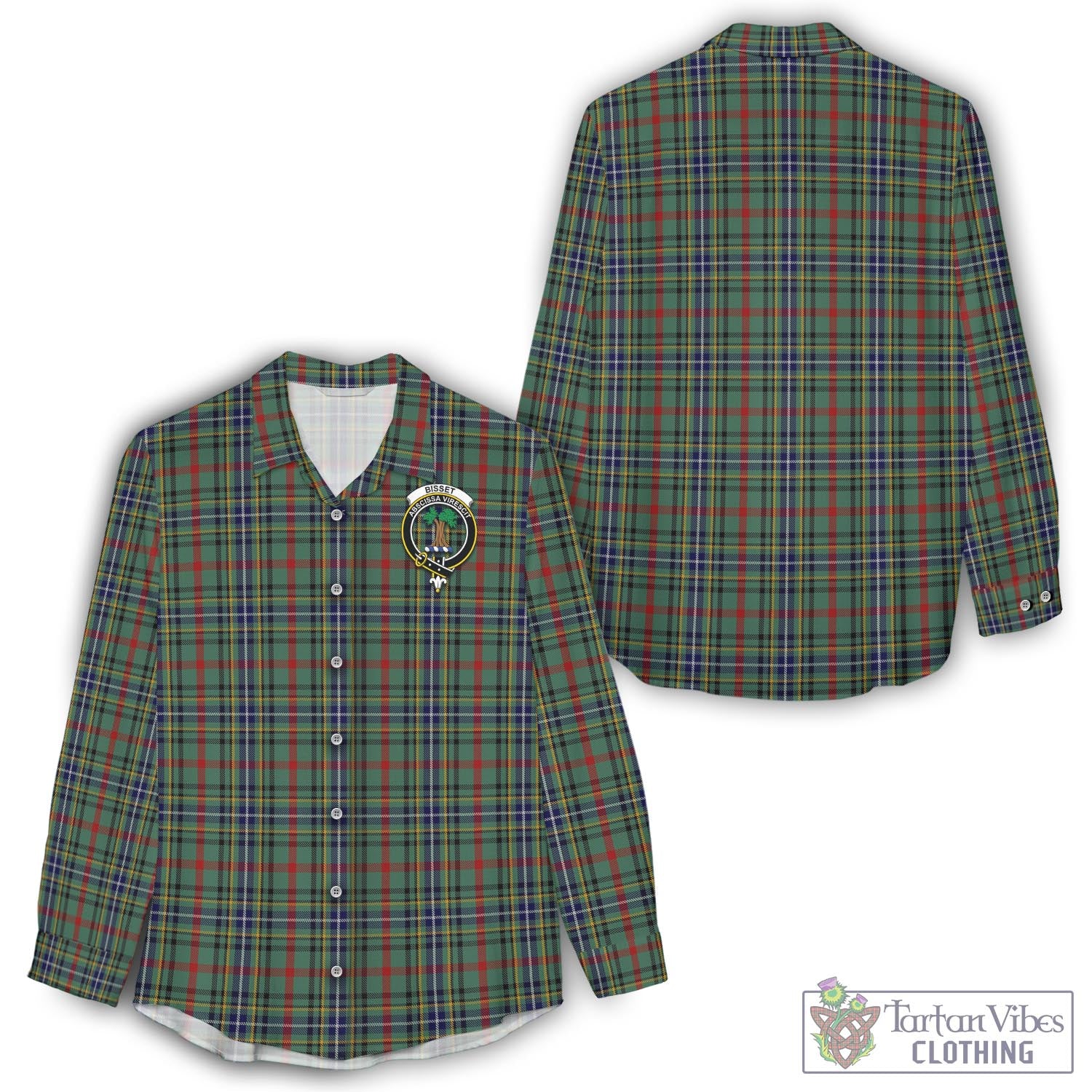 Tartan Vibes Clothing Bisset Tartan Womens Casual Shirt with Family Crest