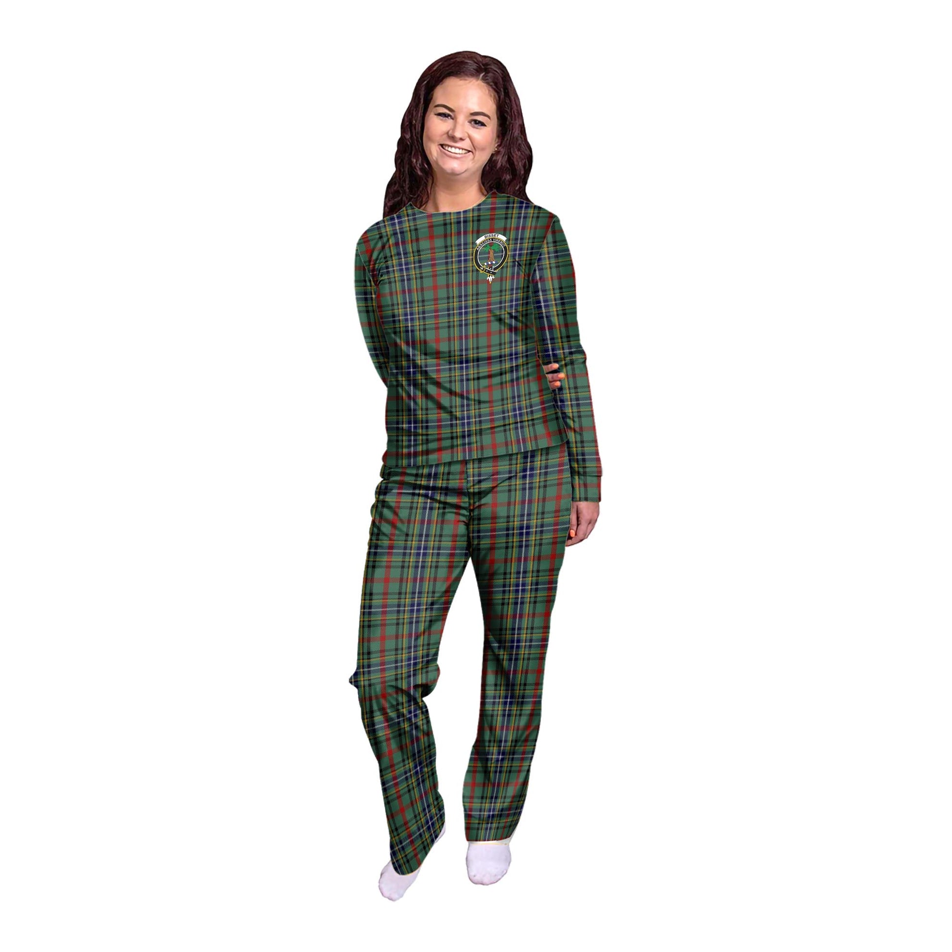 Bisset Tartan Pajamas Family Set with Family Crest - Tartan Vibes Clothing