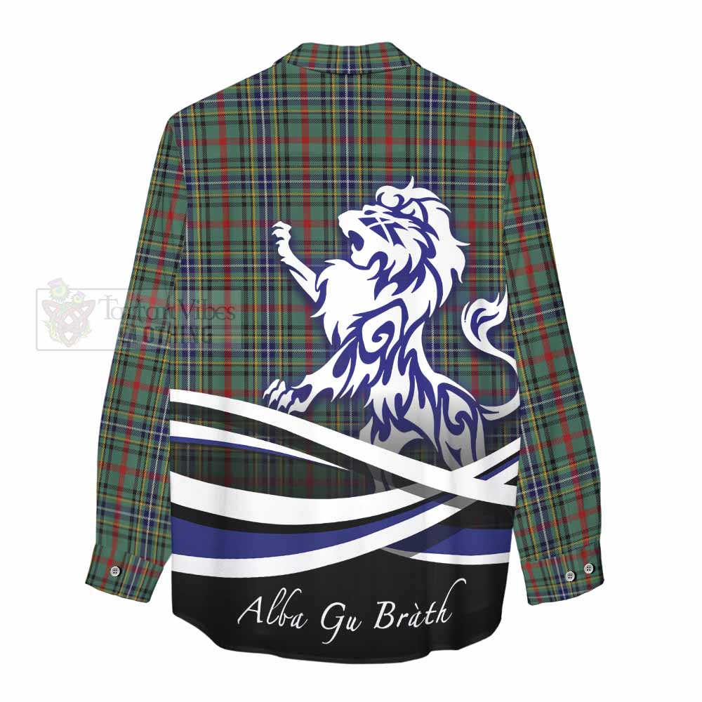 Tartan Vibes Clothing Bisset Tartan Women's Casual Shirt with Alba Gu Brath Regal Lion Emblem