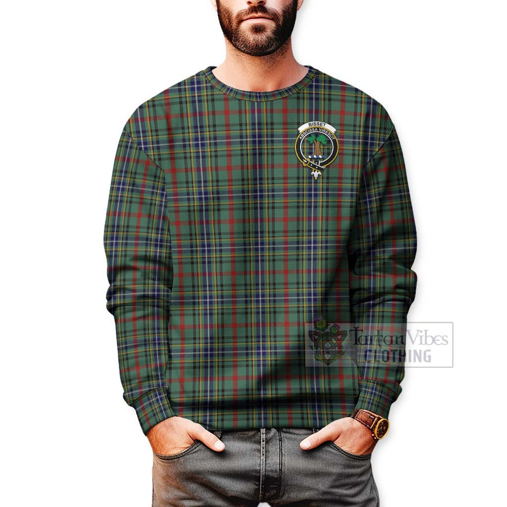 Bisset Tartan Sweatshirt with Family Crest Celtic Skull Style - Tartan Vibes Clothing