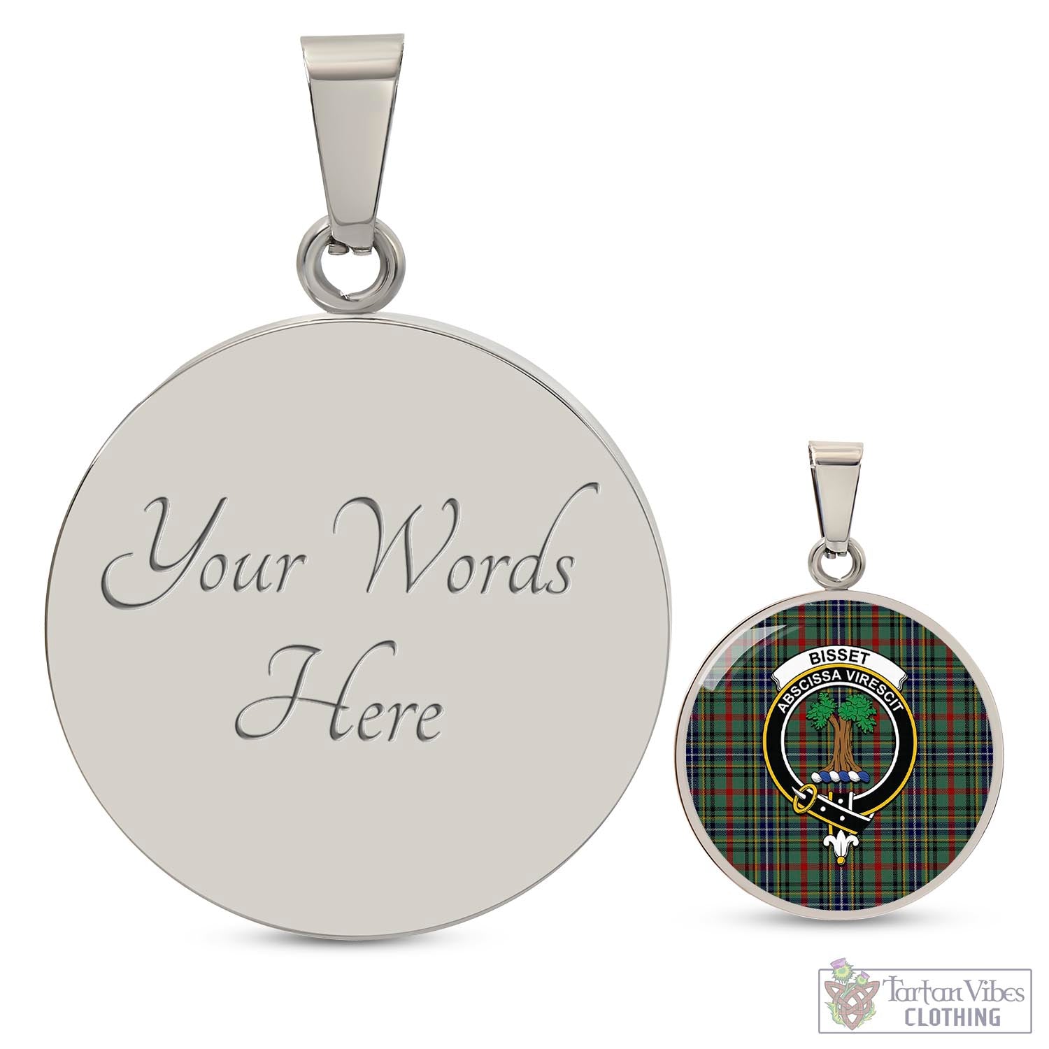 Tartan Vibes Clothing Bisset Tartan Circle Necklace with Family Crest