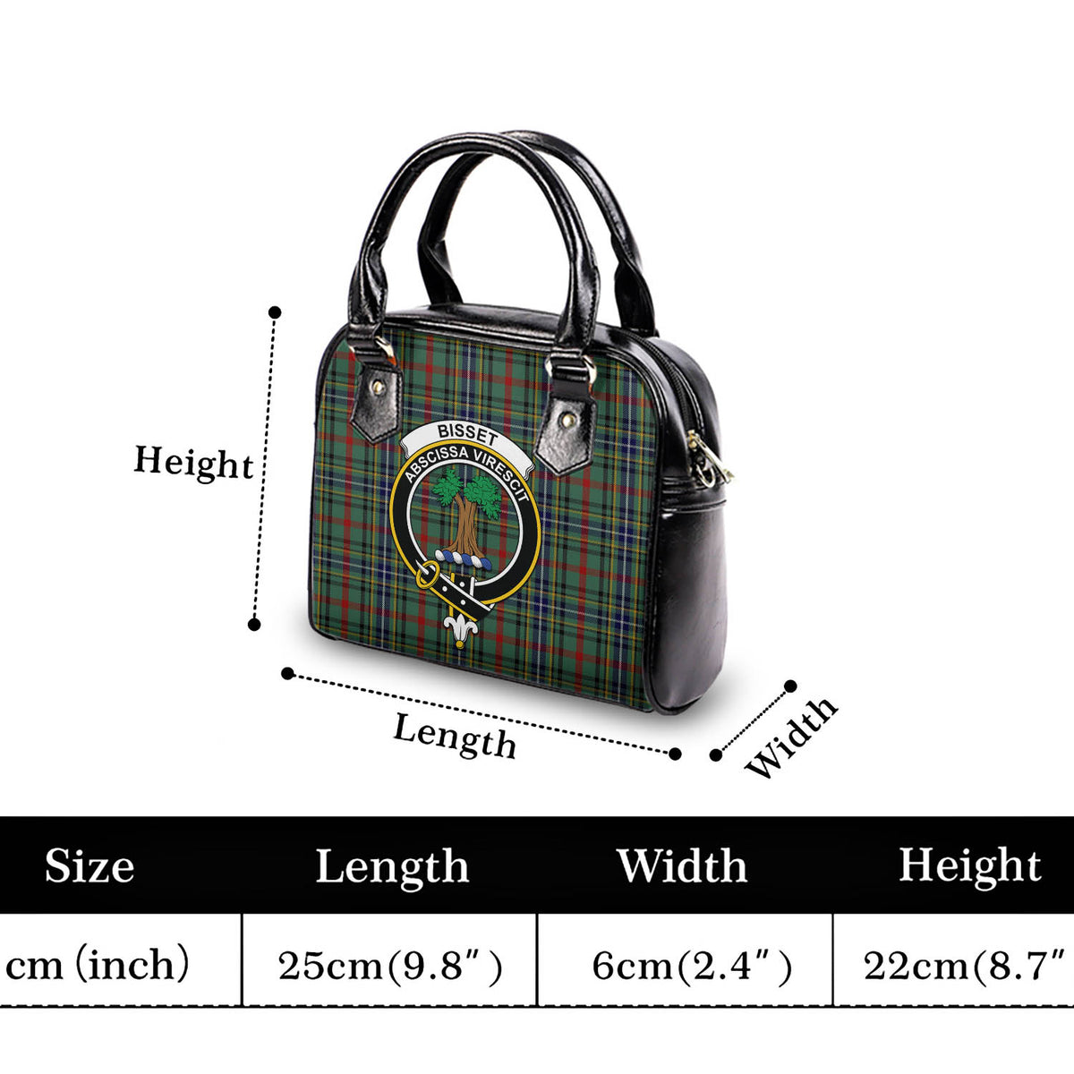 Bisset Tartan Shoulder Handbags with Family Crest - Tartan Vibes Clothing
