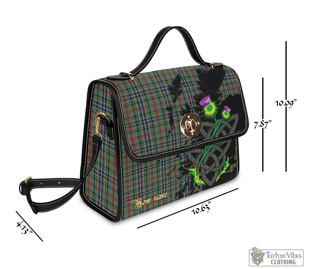 Tartan Vibes Clothing Bisset Tartan Waterproof Canvas Bag with Scotland Map and Thistle Celtic Accents