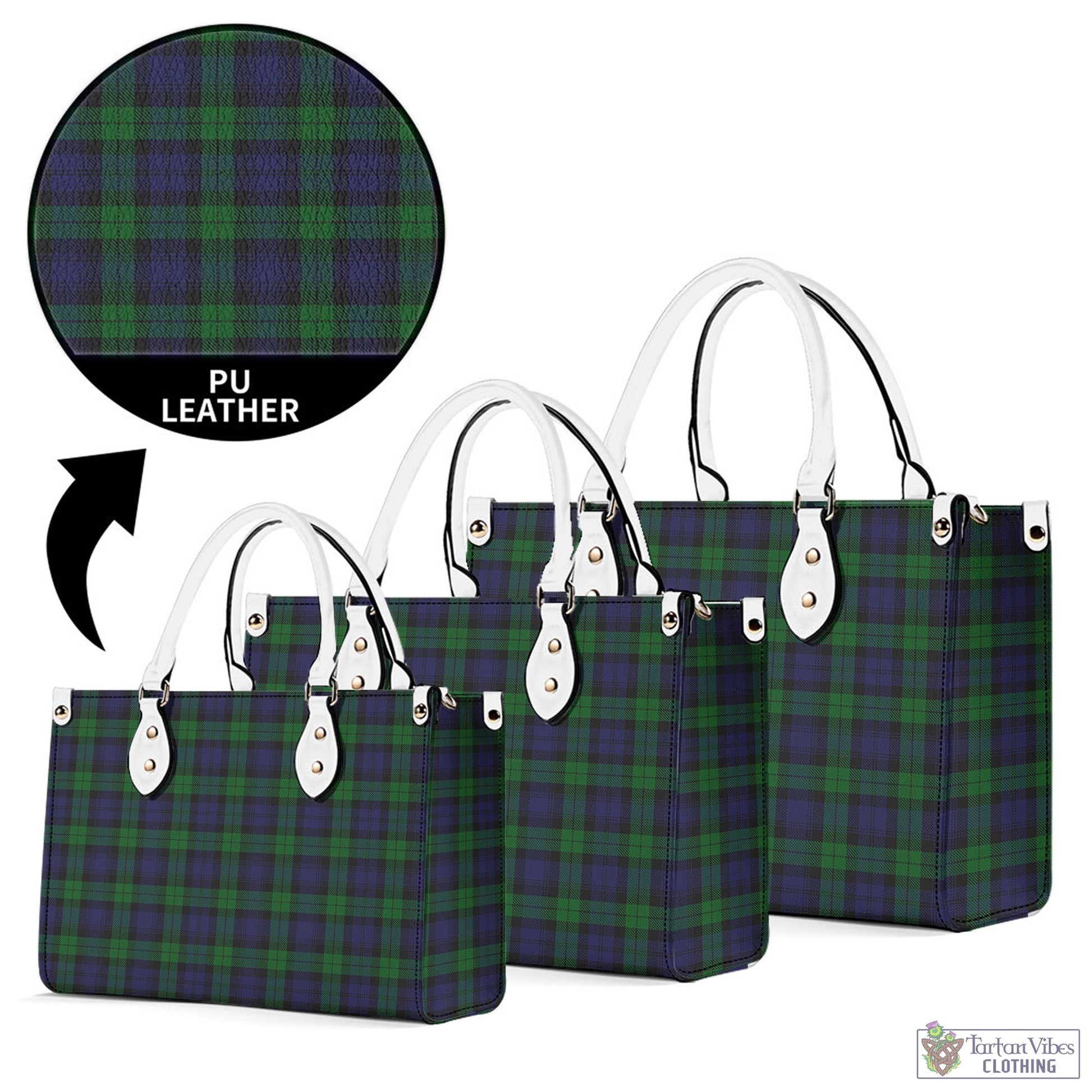 Tartan Vibes Clothing Black Watch Tartan Luxury Leather Handbags