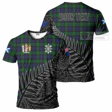 Black Watch Crest Tartan T-Shirt with New Zealand Silver Fern Half Style