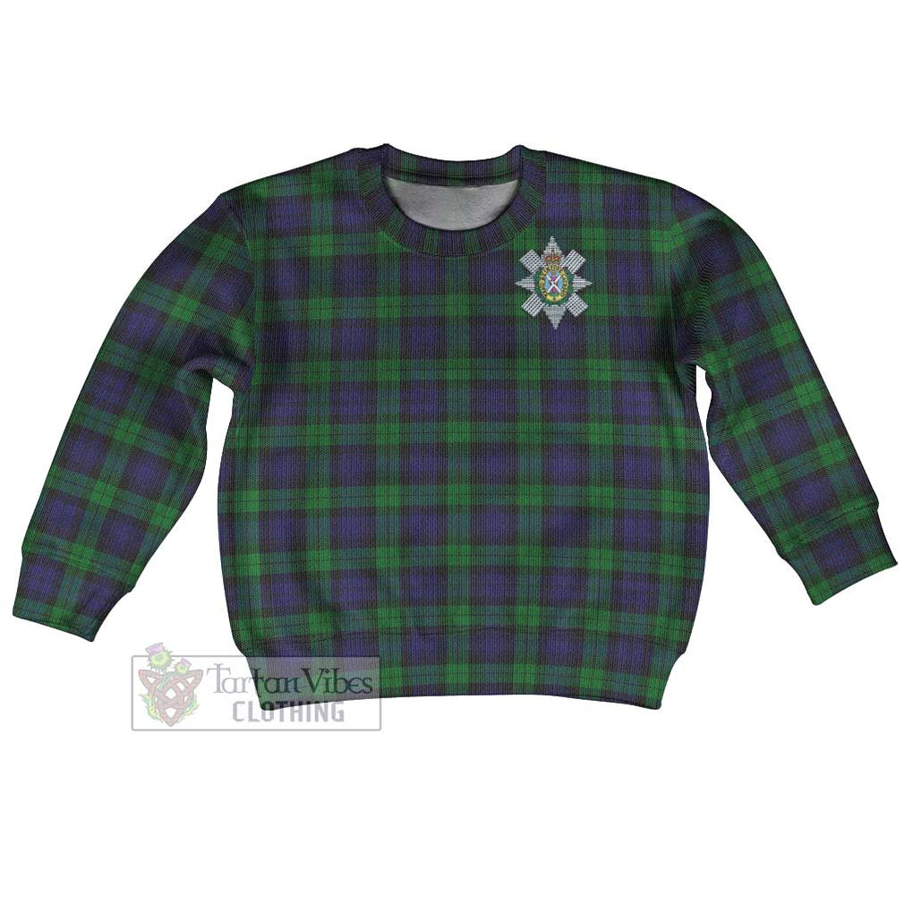 Tartan Vibes Clothing Black Watch Tartan Kid Ugly Sweater with Family Crest