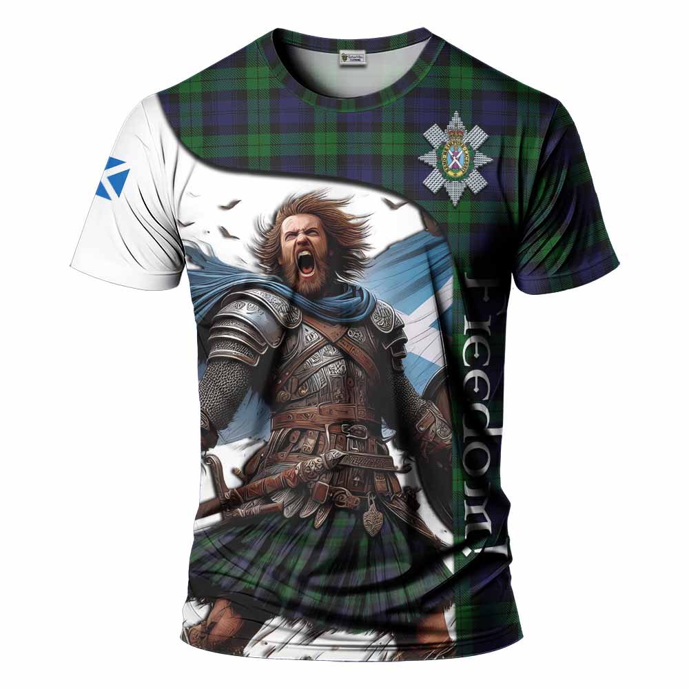 Black Watch Crest Tartan T-Shirt Inspired by the Freedom of Scottish Warrior