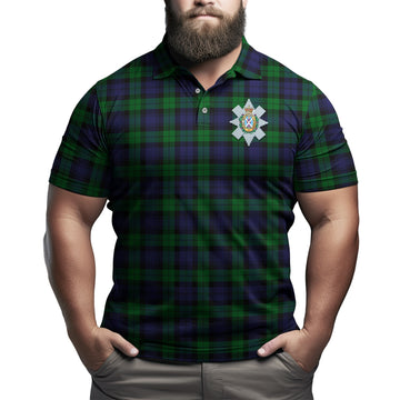 Black Watch Tartan Men's Polo Shirt with Family Crest