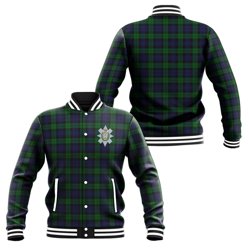 Black Watch Tartan Baseball Jacket with Family Crest Unisex - Tartan Vibes Clothing