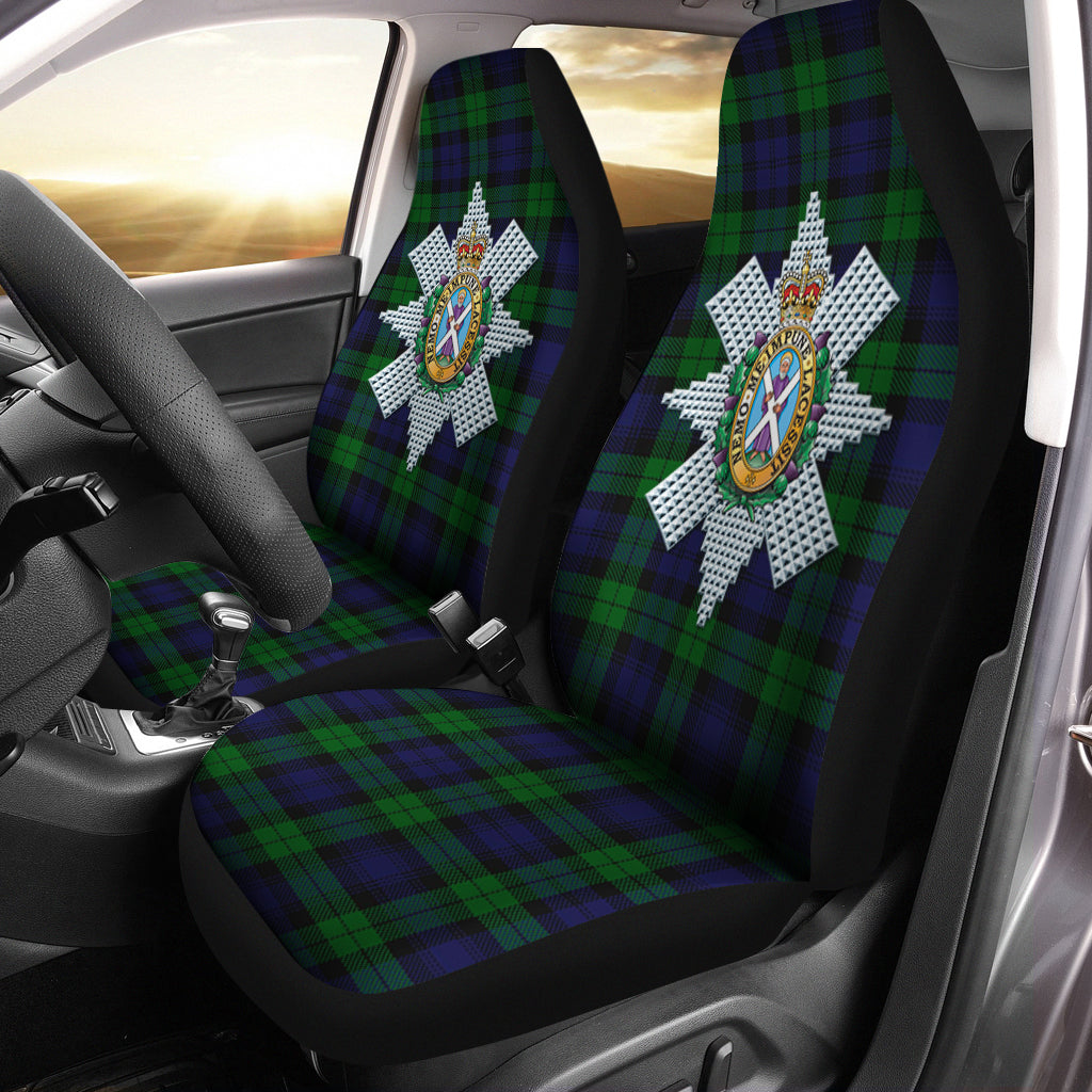 Black Watch Tartan Car Seat Cover with Family Crest One Size - Tartanvibesclothing