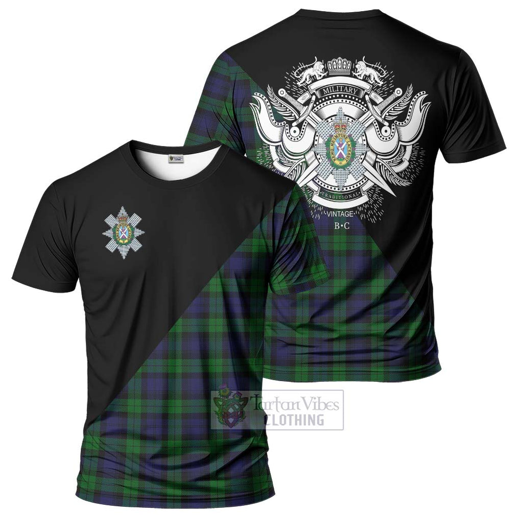 Black Watch Tartan T-Shirt with Family Crest and Military Logo Style Kid's Shirt - Tartanvibesclothing Shop