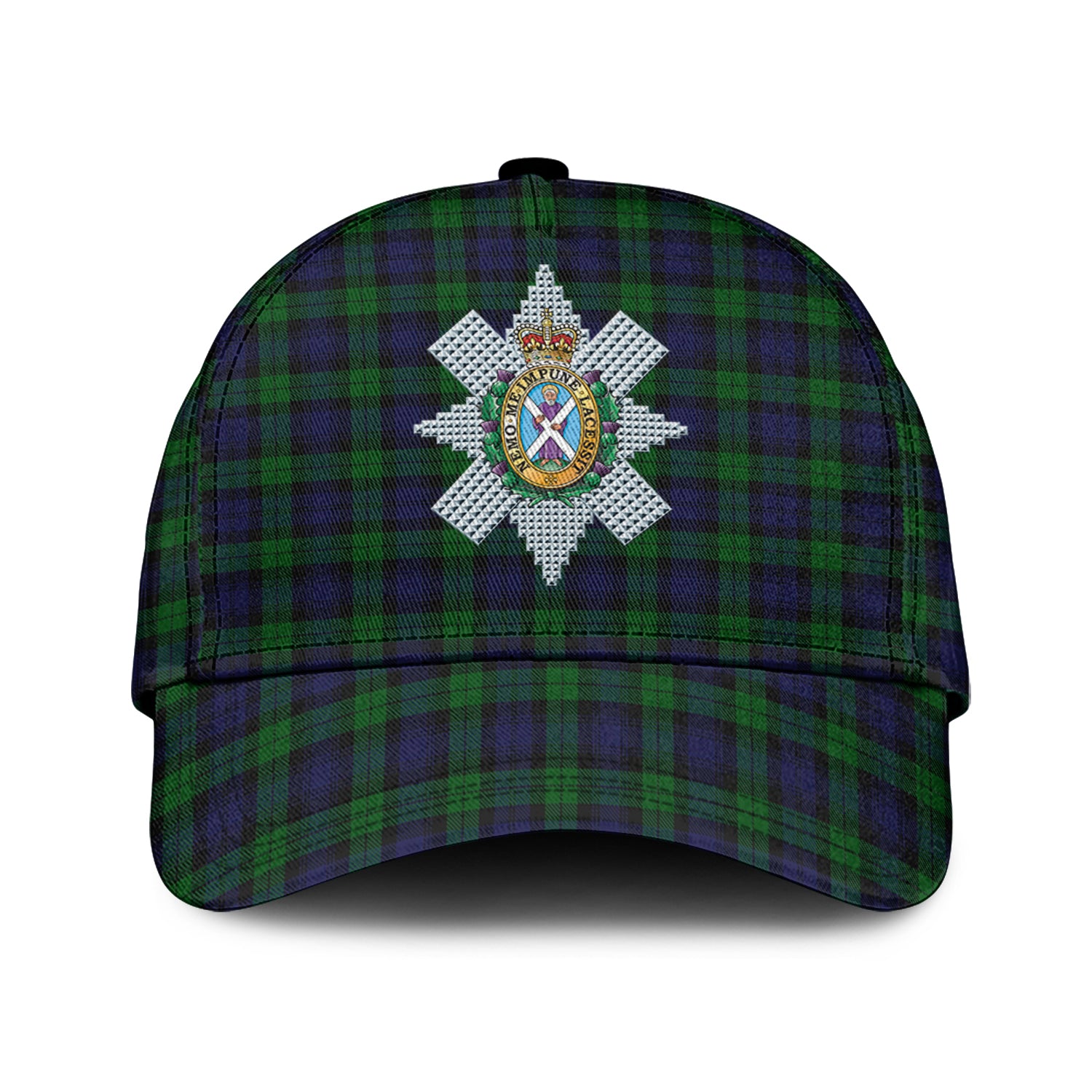 Black Watch Tartan Classic Cap with Family Crest Classic Cap Universal Fit - Tartan Vibes Clothing