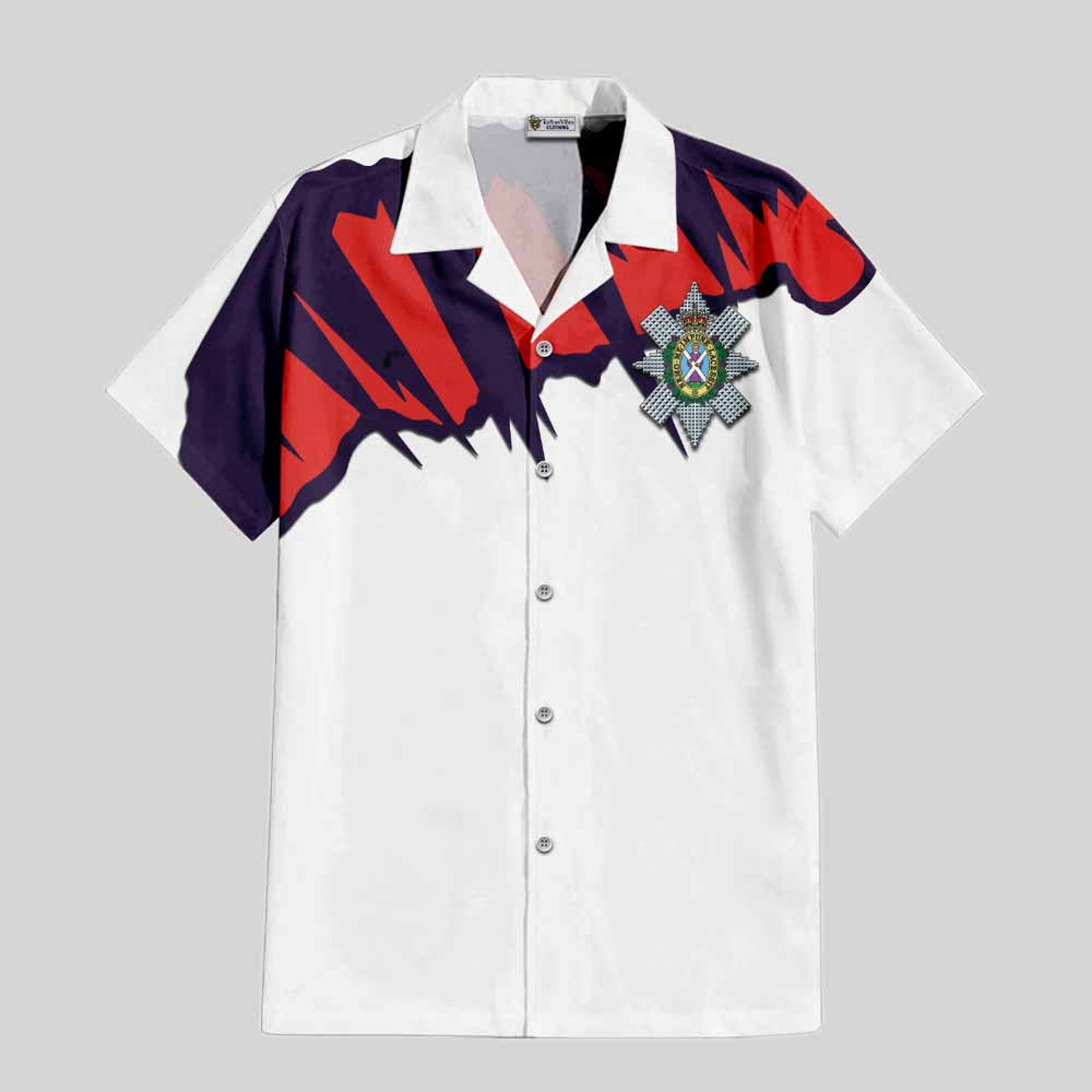 Tartan Vibes Clothing Black Watch Clan Crest Short Sleeve Button Shirt with Retro Sport Style