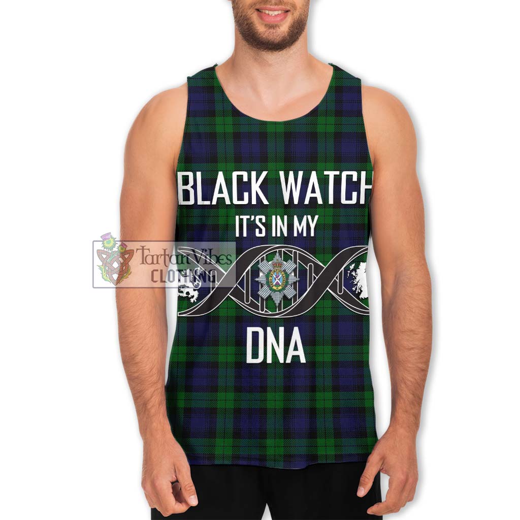 Tartan Vibes Clothing Black Watch Tartan Men's Tank Top with Family Crest DNA In Me Style