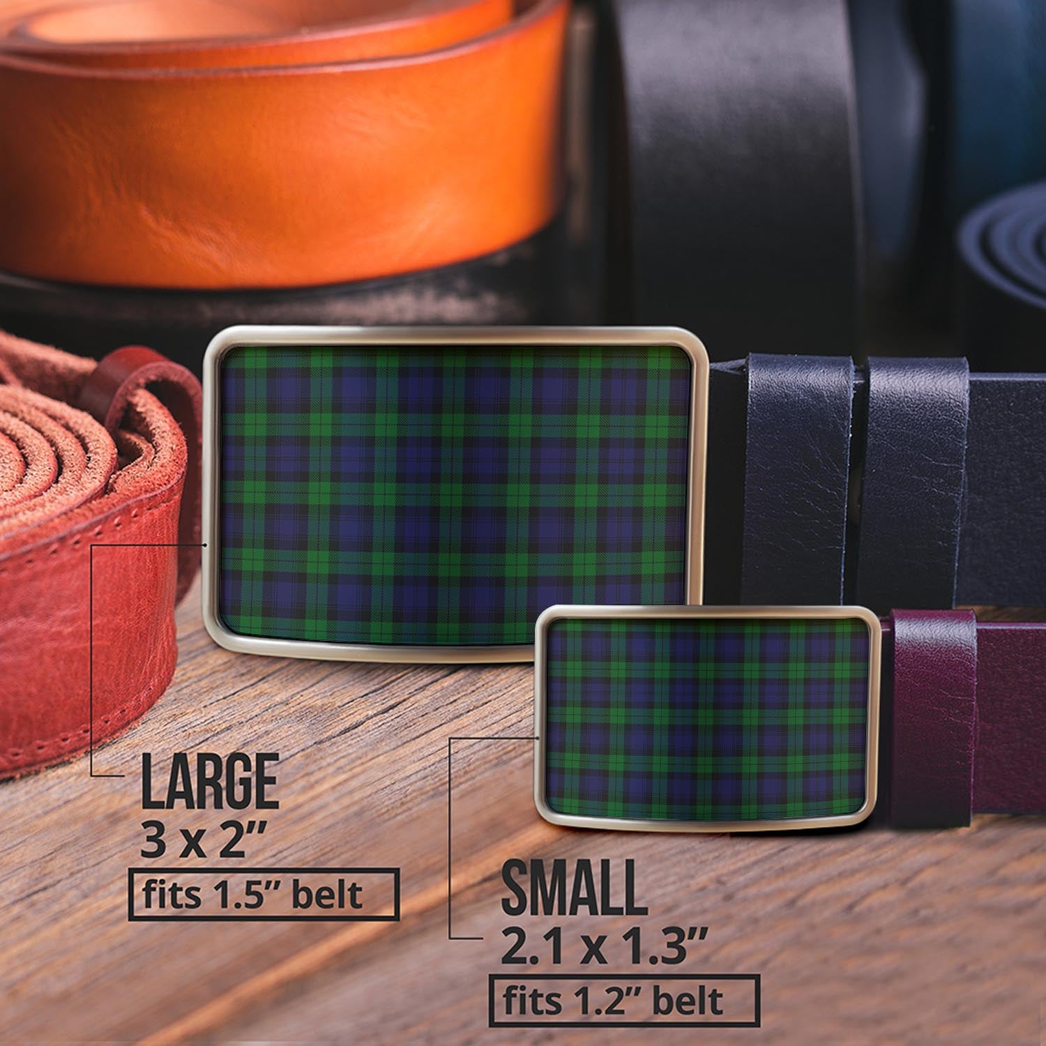 Black Watch Tartan Belt Buckles - Tartanvibesclothing