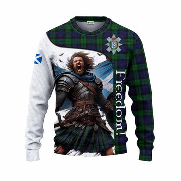 Black Watch Crest Tartan Knitted Sweater Inspired by the Freedom of Scottish Warrior