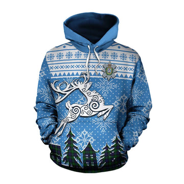 Black Watch Clan Christmas Cotton Hoodie Celtic Reindeer Style