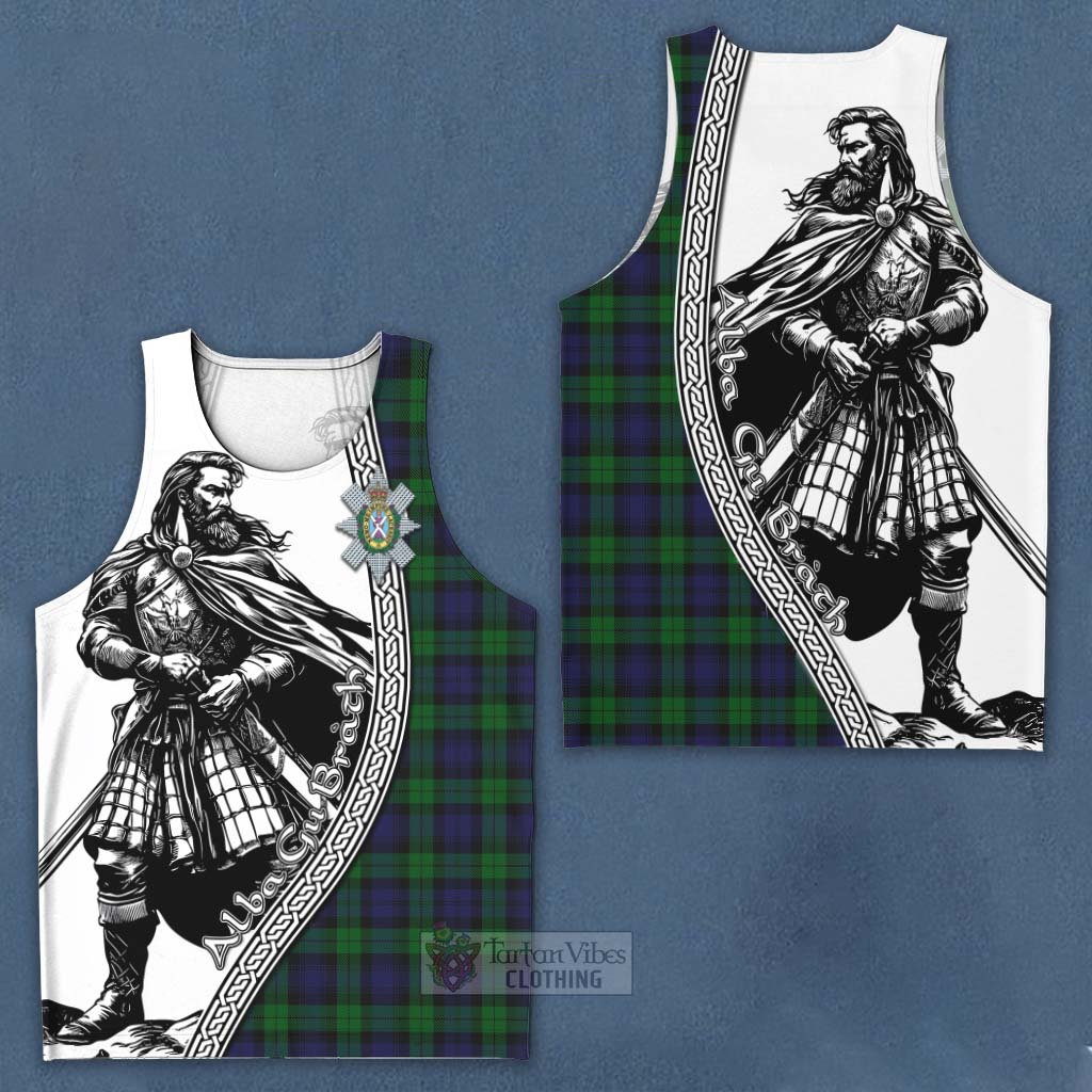 Tartan Vibes Clothing Black Watch Tartan Clan Crest Men's Tank Top with Highlander Warrior Celtic Style