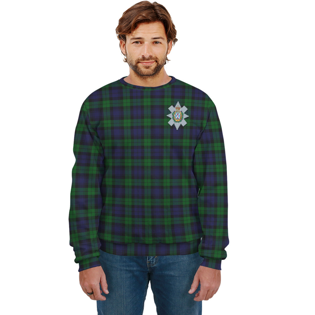 Black Watch Tartan Sweatshirt with Family Crest Unisex - Tartan Vibes Clothing