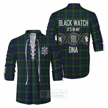 Black Watch Tartan Ghillie Kilt Shirt with Family Crest DNA In Me Style