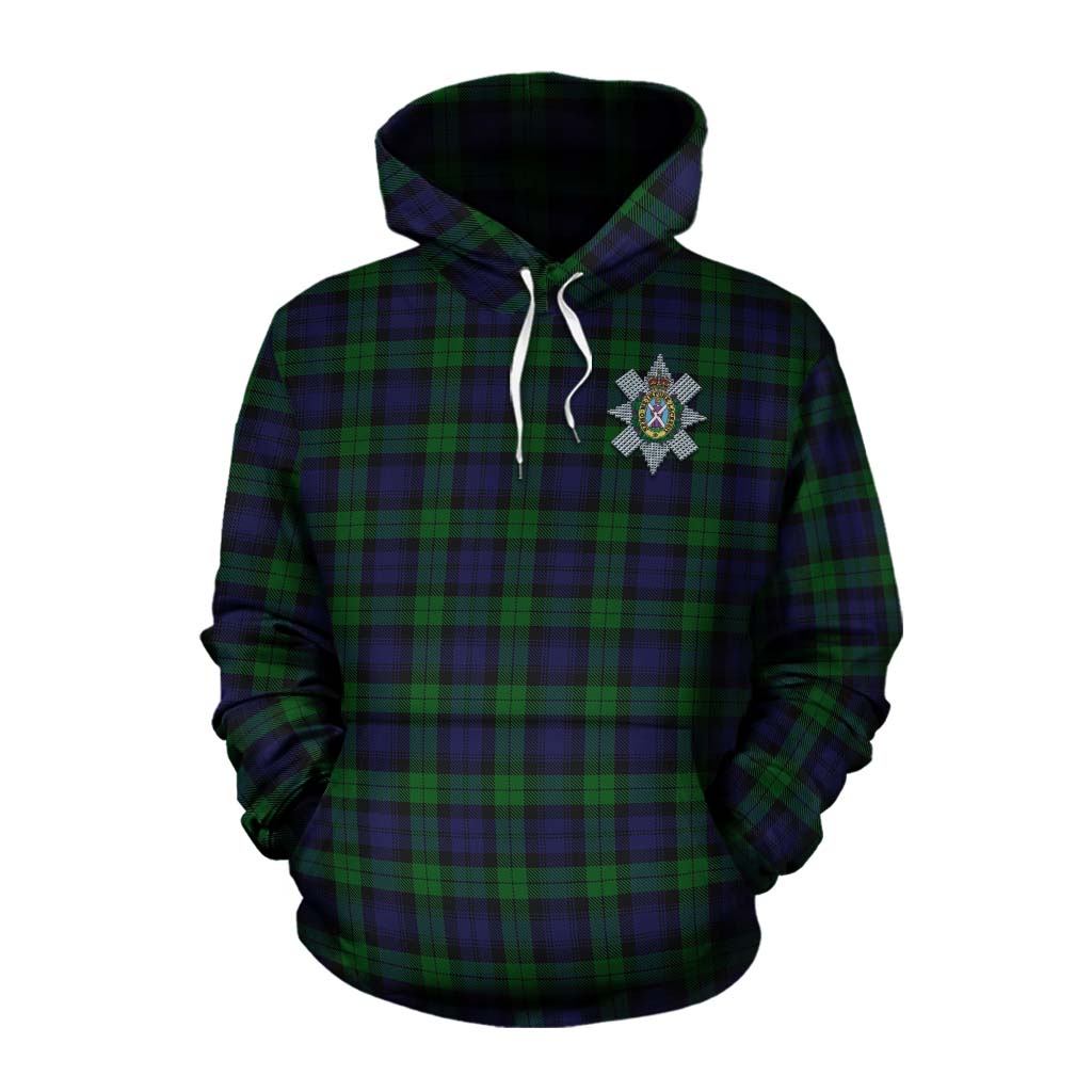 Tartan Vibes Clothing Black Watch Tartan Cotton Hoodie with Family Crest Celtic Skull Style