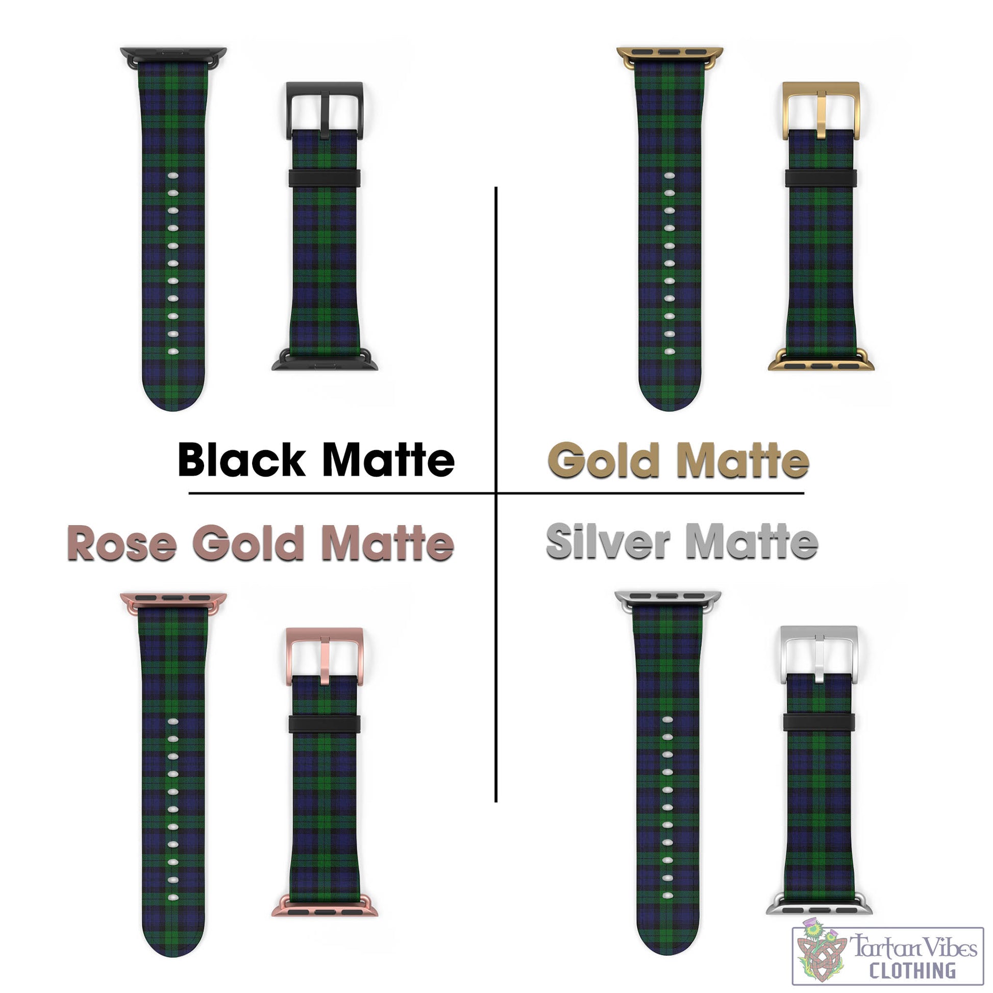 Tartan Vibes Clothing Black Watch Tartan Watch Band