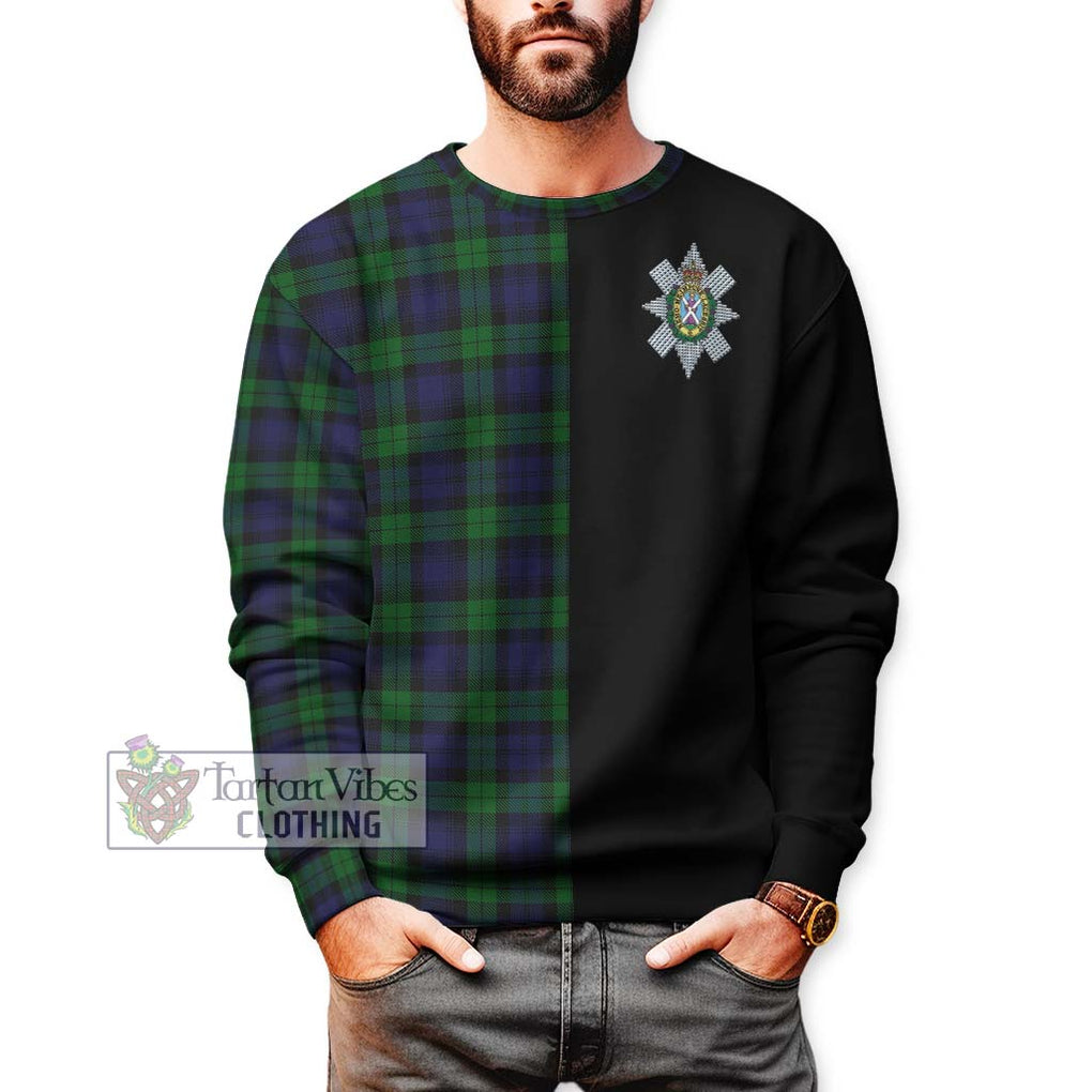 Black Watch Tartan Sweatshirt with Family Crest and Half Of Me Style Unisex - Tartanvibesclothing Shop