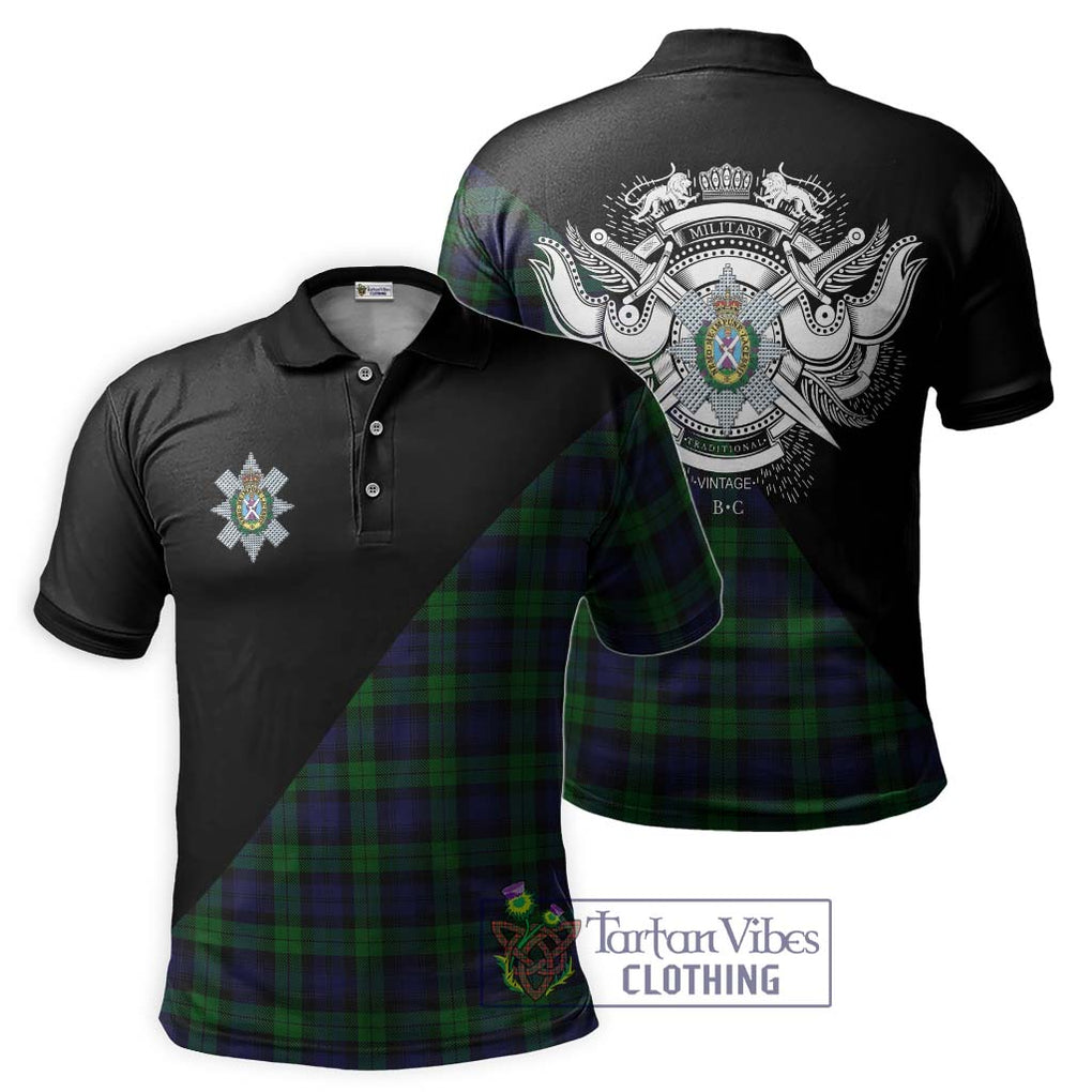 Black Watch Tartan Polo Shirt with Family Crest and Military Logo Style Kid - Tartanvibesclothing Shop