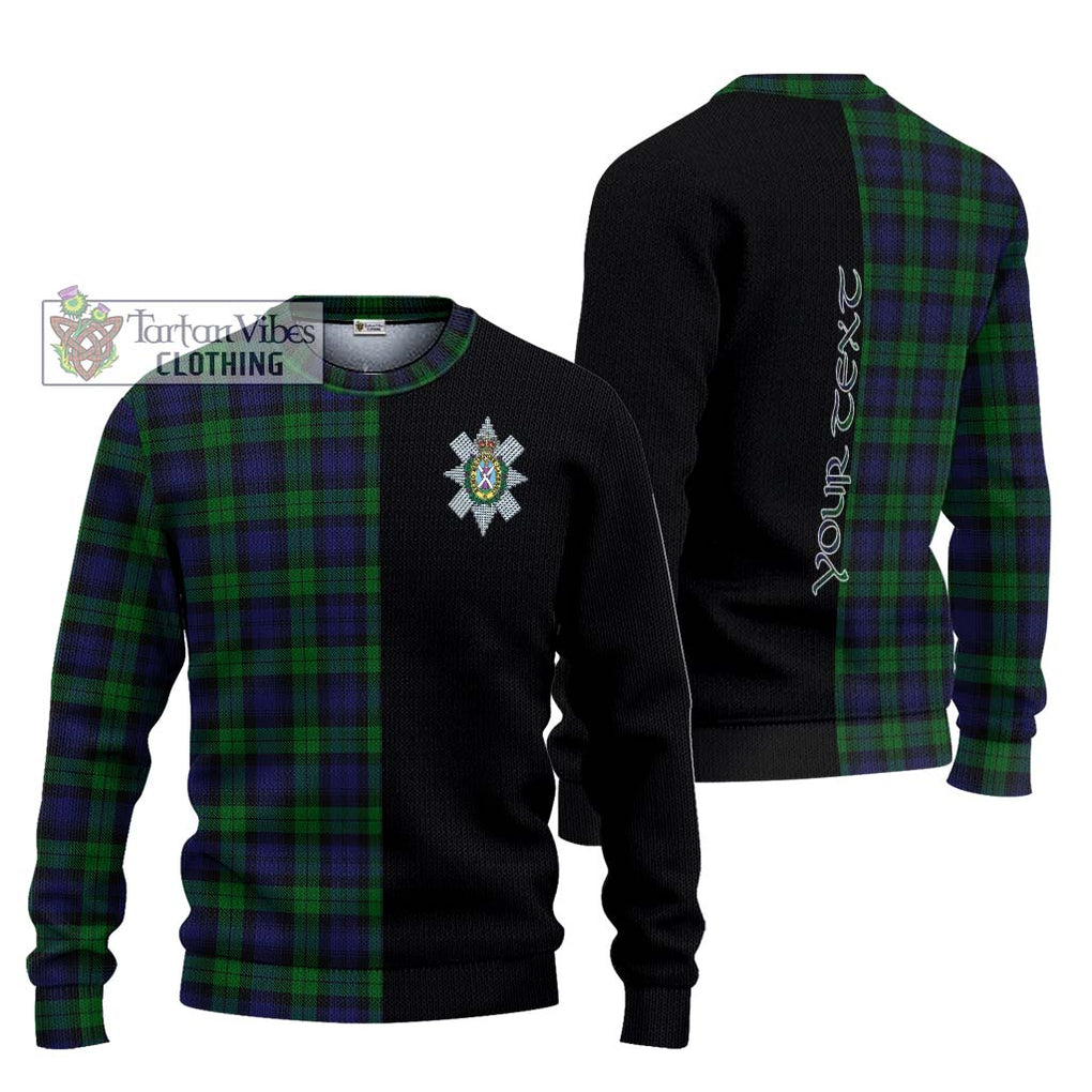 Black Watch Tartan Knitted Sweater with Family Crest and Half Of Me Style Unisex - Tartanvibesclothing Shop