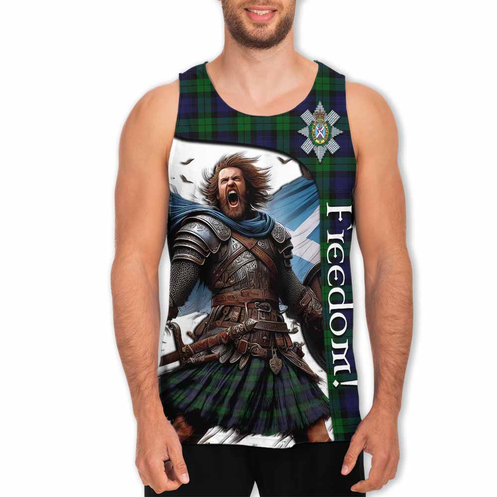 Tartan Vibes Clothing Black Watch Crest Tartan Men's Tank Top Inspired by the Freedom of Scottish Warrior