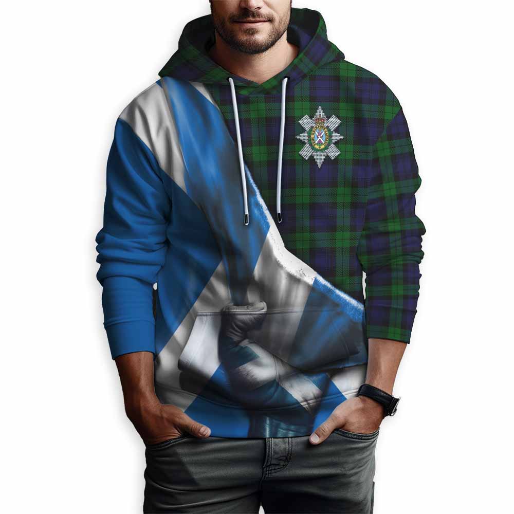 Tartan Vibes Clothing Black Watch Tartan Hoodie with Family Crest Scotland Patriotic Style