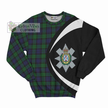 Black Watch Tartan Sweatshirt with Family Crest Circle Style