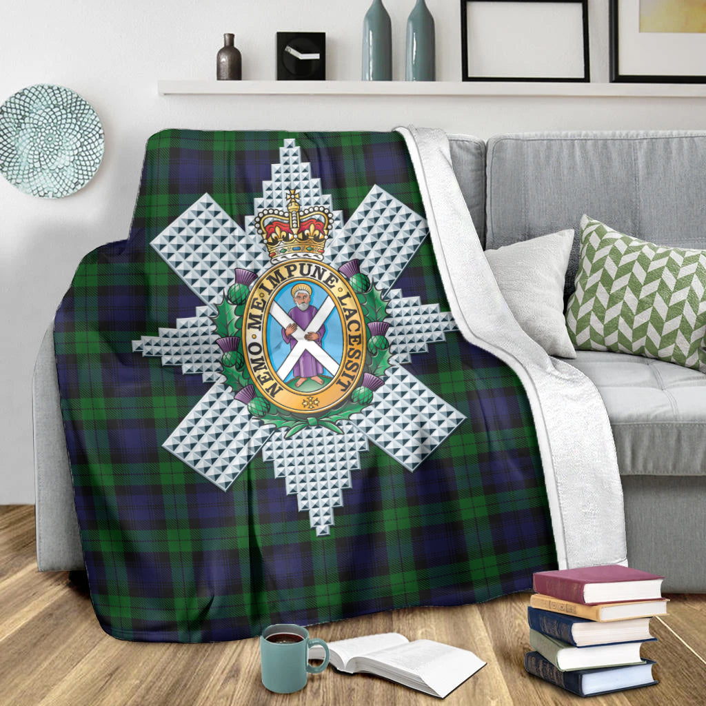 Black Watch Tartan Blanket with Family Crest X-Large 59 x 79 inches 150 x 200 cm - Tartan Vibes Clothing