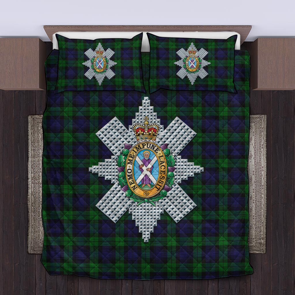 Black Watch Tartan Quilt Bed Set with Family Crest King - Tartan Vibes Clothing