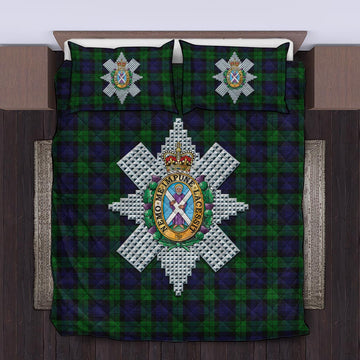 Black Watch Tartan Quilt Bed Set with Family Crest