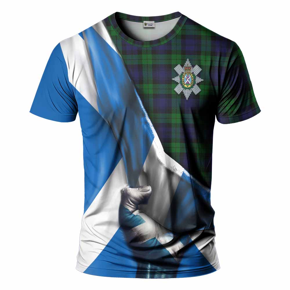 Tartan Vibes Clothing Black Watch Tartan T-Shirt with Family Crest Scotland Patriotic Style