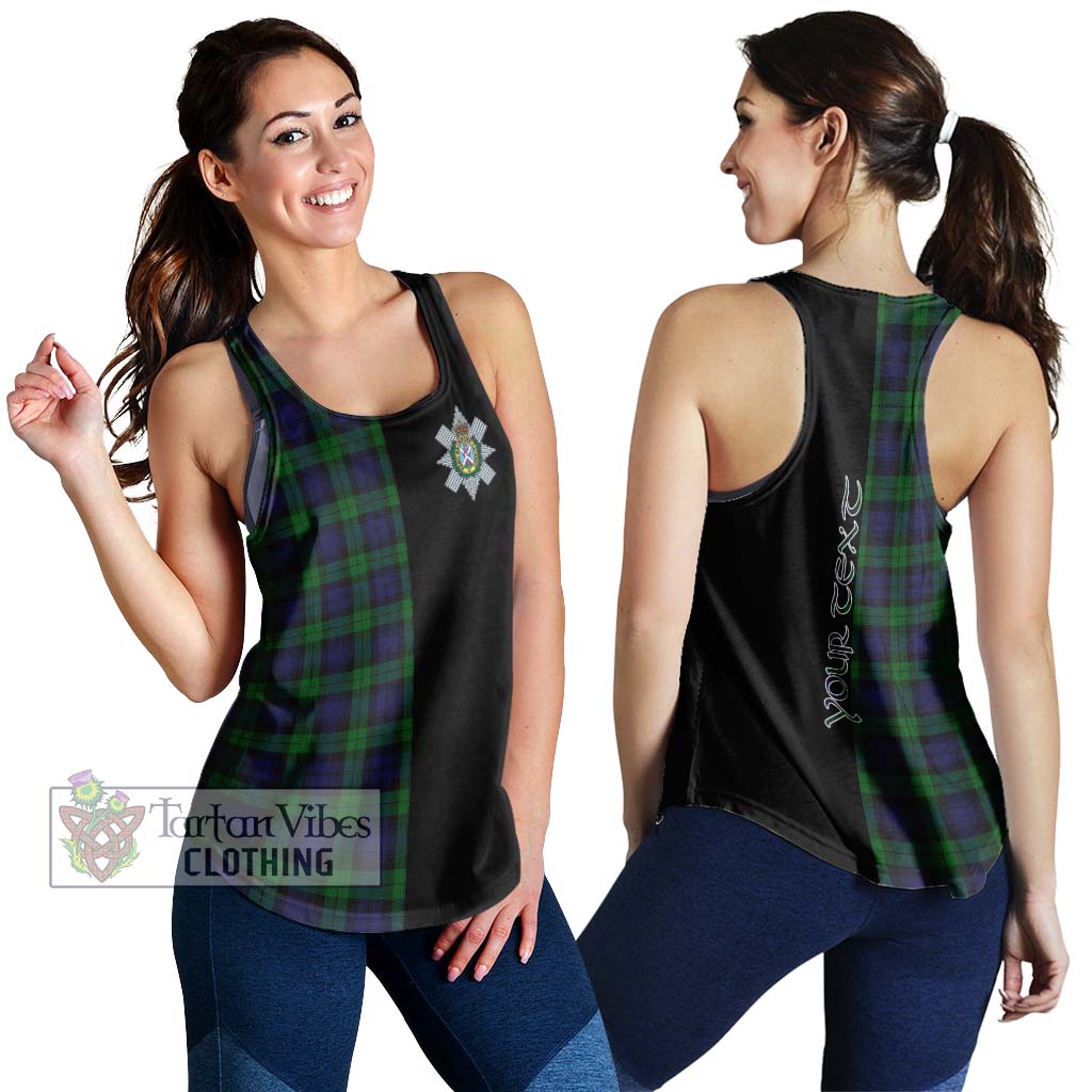 Tartan Vibes Clothing Black Watch Tartan Women's Racerback Tanks with Family Crest and Half Of Me Style