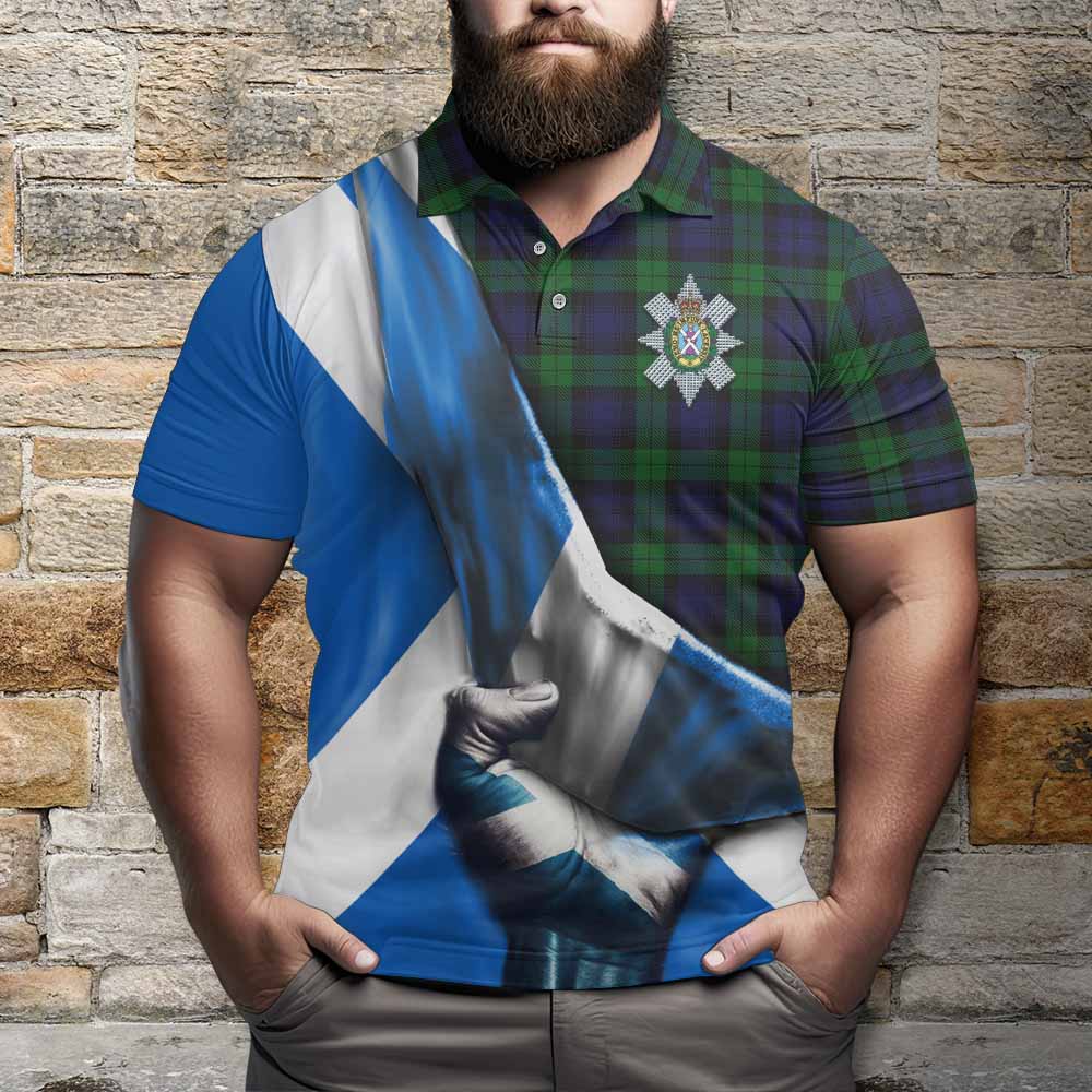 Tartan Vibes Clothing Black Watch Tartan Polo Shirt with Family Crest Scotland Patriotic Style