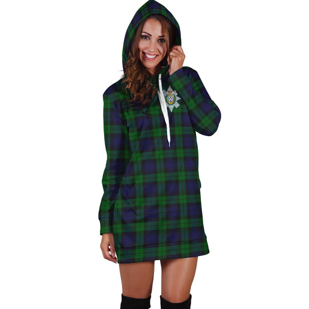 Black Watch Tartan Hoodie Dress with Family Crest - Tartan Vibes Clothing