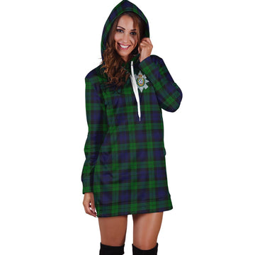 Black Watch Tartan Hoodie Dress with Family Crest