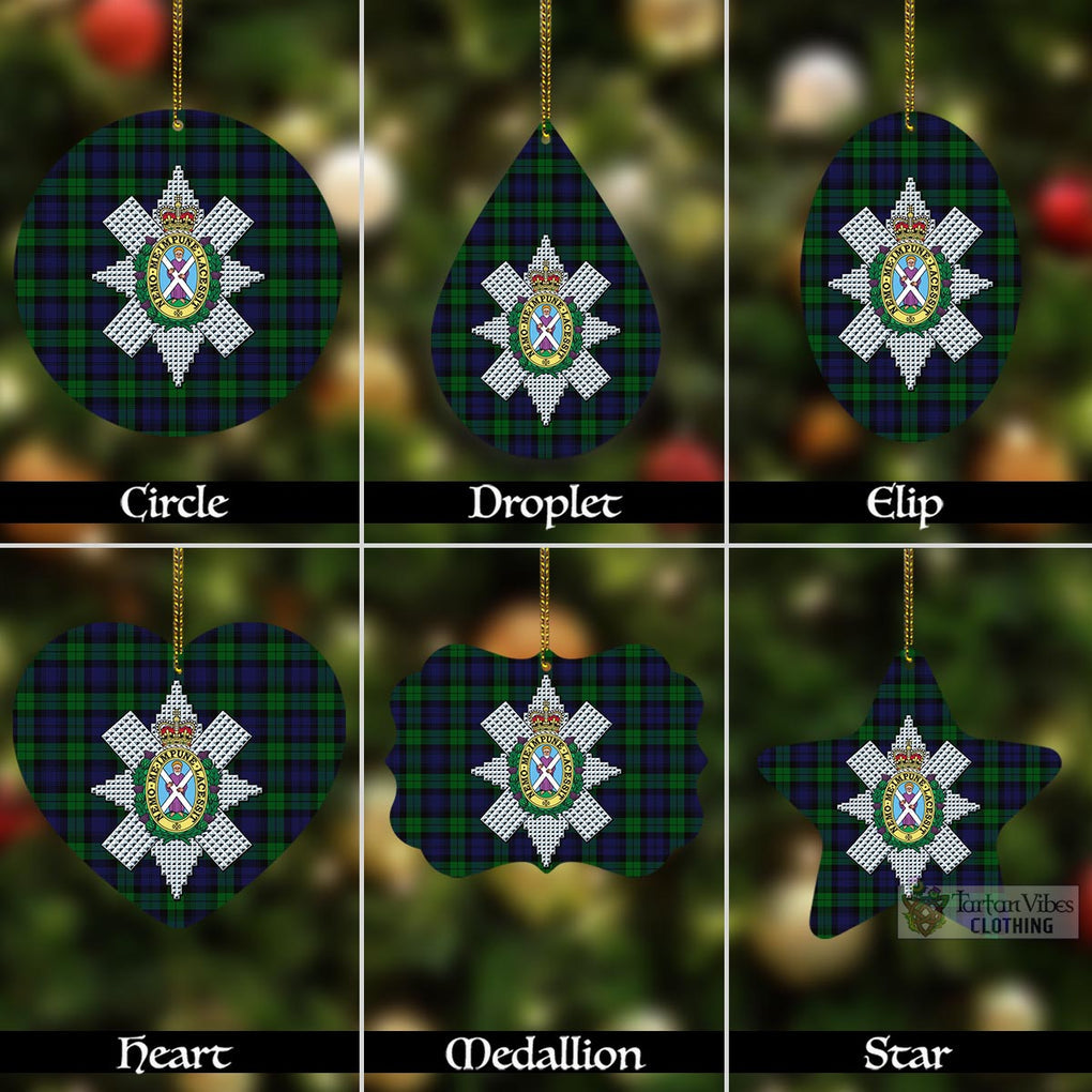 Tartan Vibes Clothing Black Watch Tartan Christmas Aluminium Ornament with Family Crest