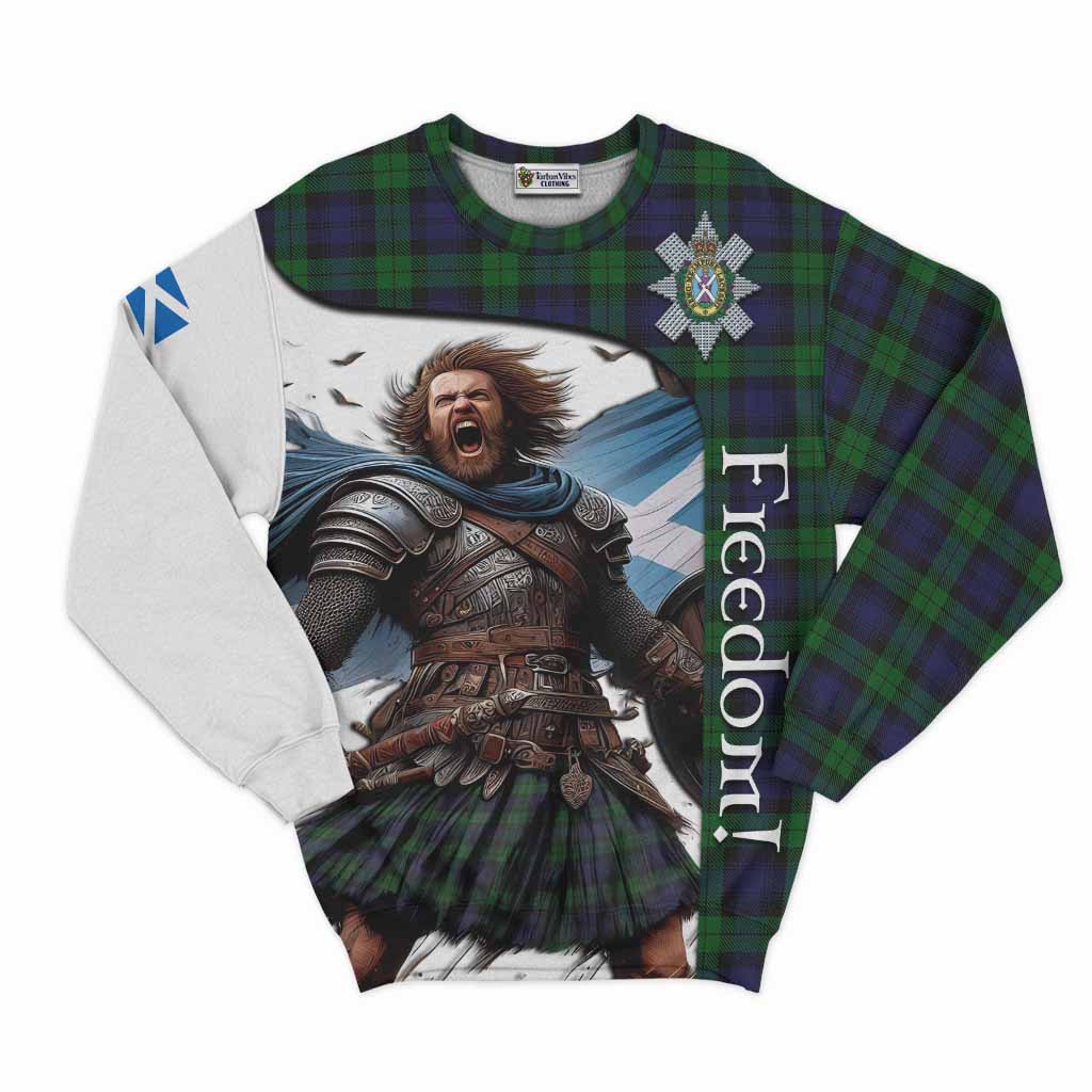 Tartan Vibes Clothing Black Watch Crest Tartan Sweatshirt Inspired by the Freedom of Scottish Warrior