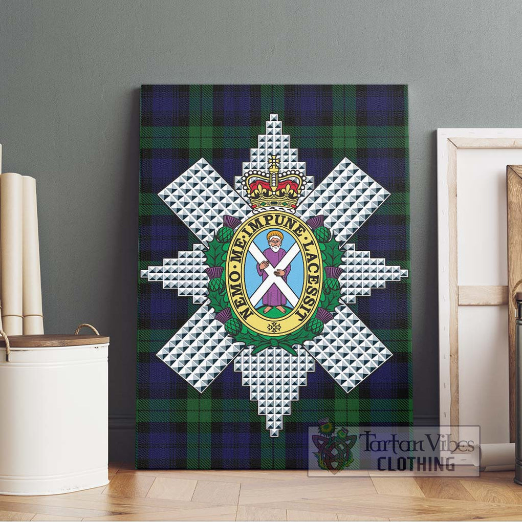 Black Watch Tartan Canvas Print Wall Art with Family Crest Without Frame - Tartan Vibes Clothing