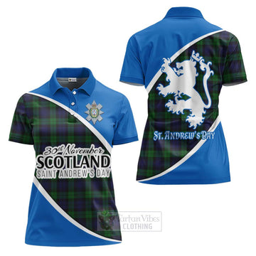 Black Watch Family Crest Tartan Women's Polo Shirt Celebrate Saint Andrew's Day in Style