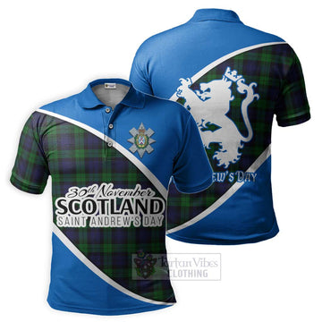 Black Watch Family Crest Tartan Polo Shirt Celebrate Saint Andrew's Day in Style