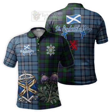 Black Watch Tartan Polo Shirt Happy St. Andrew's Day Half Tartan Style