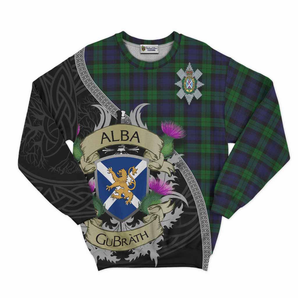 Black Watch Tartan Family Crest Sweatshirt Lion Rampant Royal Thistle Shield Celtic Inspired Unisex - Tartan Vibes Clothing